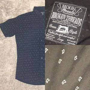 Broken Threads Music Notes black L cotton shirt